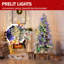 Arbre de Noël artificiel blanc neige 6 pi 6 pi avec 4 modes 8 couleurs, arbre de Noël floqué avec 200 lumières et pinecore, 1000 branches en feutre réfractaire et base pliable pour la décoration des Fêtes