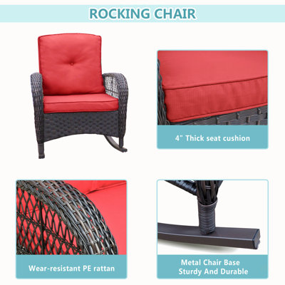 Ensemble de jardin 3 pièces en résine tressée, design ergonomique avec sièges confortables et coussins résistants aux intempéries