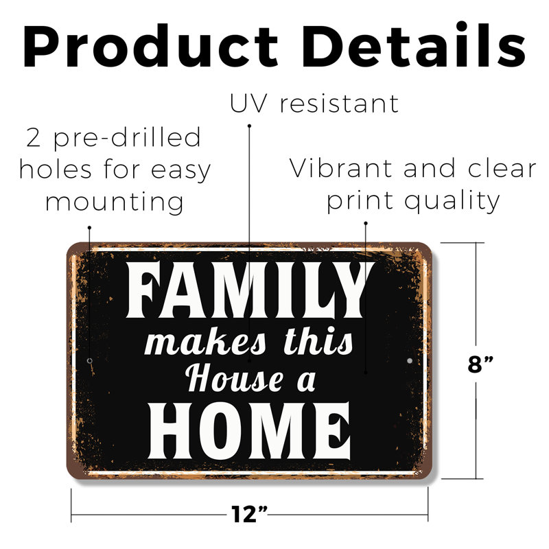 «Family Makes This House A Home Street» - enseigne en plastique 8 po x 12 po