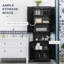 Armoire de rangement haute pour salle de bain étroite avec portes et tablettes-1441806067
