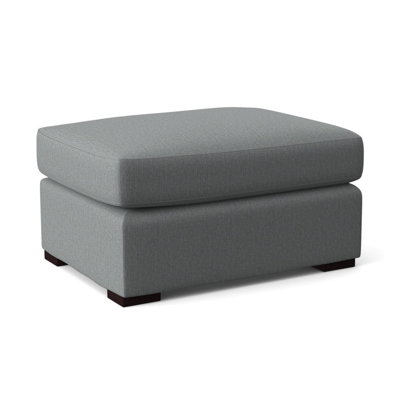 Bel-Air Ottoman, Java Finish, Light Blue Performance Fabric