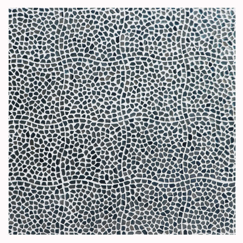 Carreau de mosaïque murale en verre poli 11,88 po x 11,88 po Fractal Pebble (0,98 pi2 / chaque), Bleu/gris