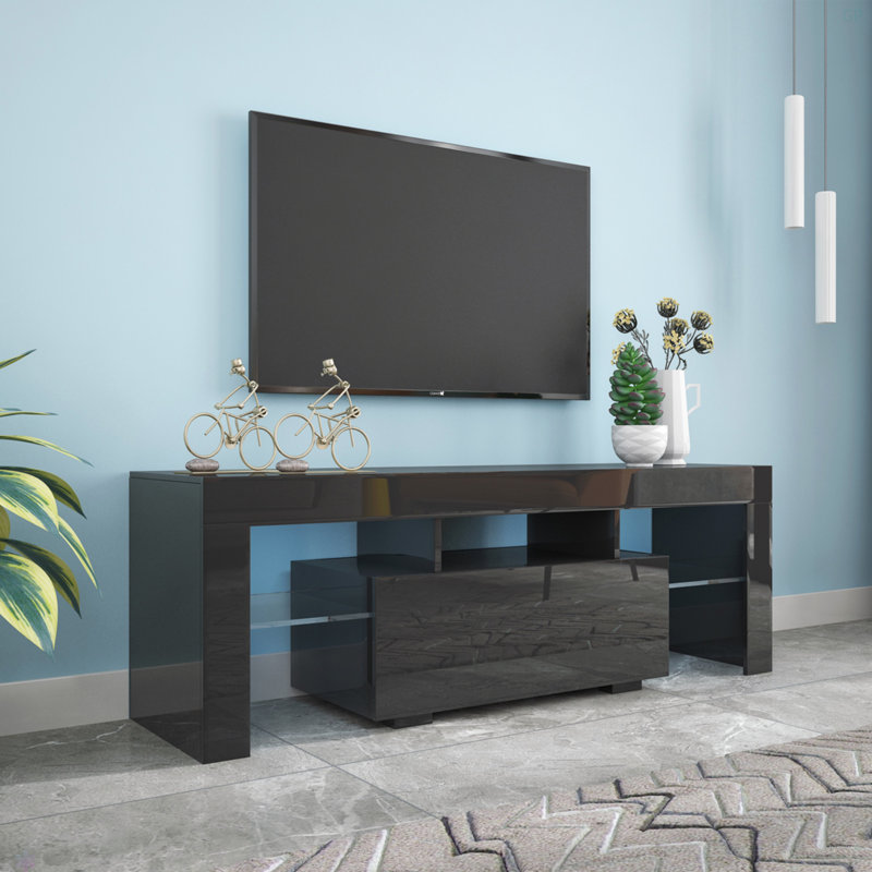 Modern LED TV Stand With 20 Colors, Remote Control Lights, And Ample Storage For Durable And Stylish Home Entertainment