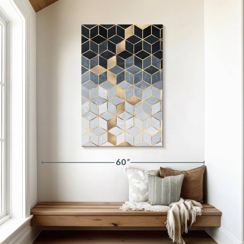 Avery Soft Blue Gradient Cubes Rectangular, 45" H x 30" W