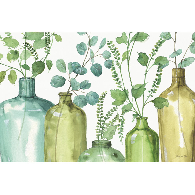 «Mixed Greens L On White on Canvas» par Lisa Audit, reproduction, H 32 po x l 48 po