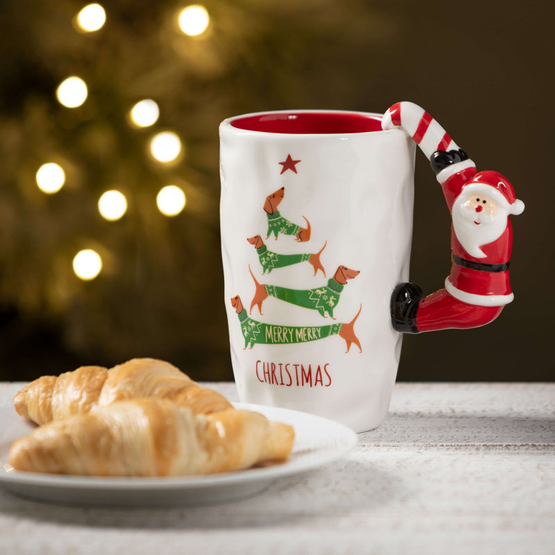 Tasse de Noël 6,25 "avec poignée de père Noël, multicolore