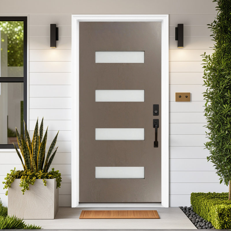 Dalle de porte extérieure en fibre de verre gris 36 po x 80 po - Ouverture à gauche, Gauche
