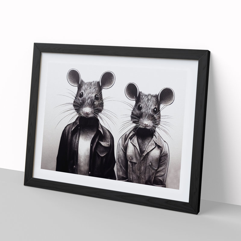 Two Street Rats - Single Picture Frame Print, 25cm H x 34cm W x 2cm D, Black Framed