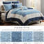 Courtepointe double / grand 7 pièces avec coussins décoratifs et taies décoratives européennes - bleu marine, motif à médaillon, bordure réversible de couleur unie, microfibre
