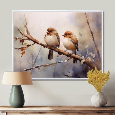 Oiseau moineau beige et brun I - art mural oiseau pour le salon