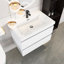 Meuble-lavabo mural simple avec plateau en marbre de culture 30 po Lucila