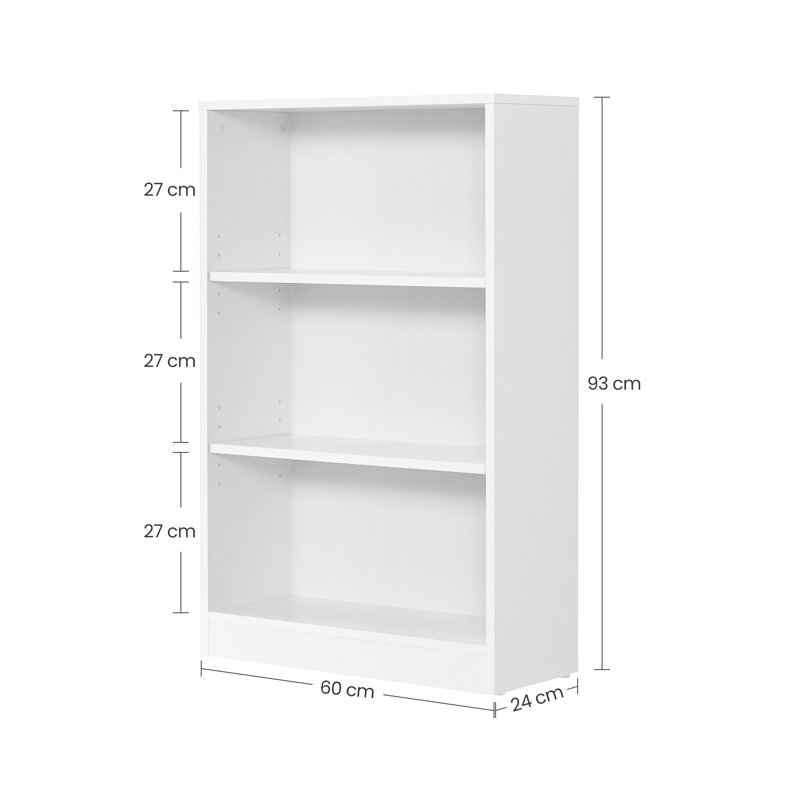 Pelak Bookcase, (3 Shelves) 93cm H x 60cm W x 24cm D, White