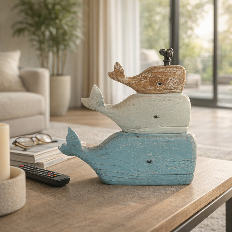 Cohl 9" H Polyresin Whale Stack Figurine