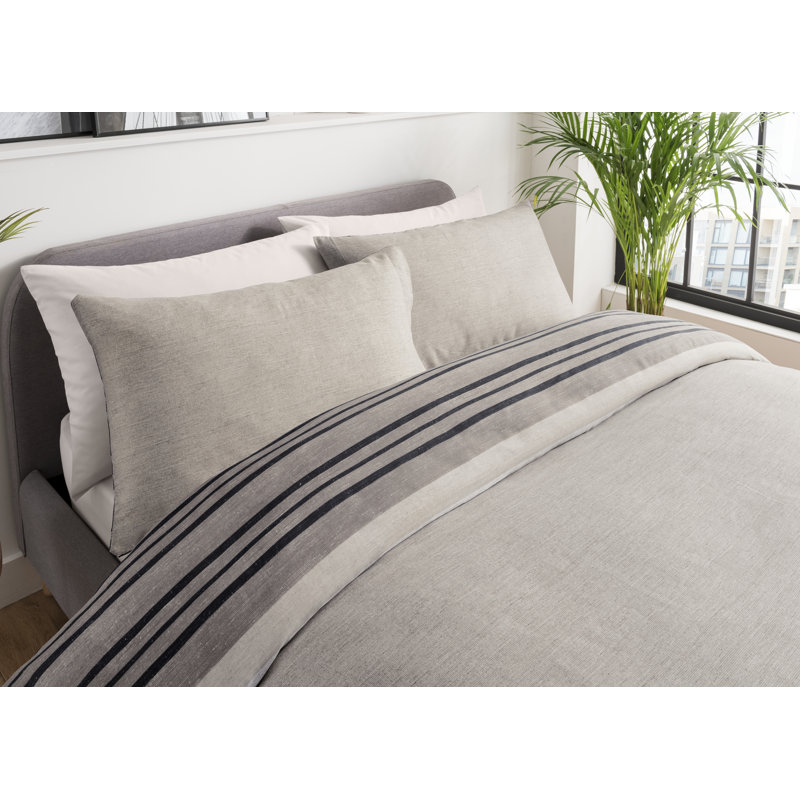 Crestmoor Striped Duvet Cover with Pillowcases, Brown, Single - 1 Standard Pillowcase