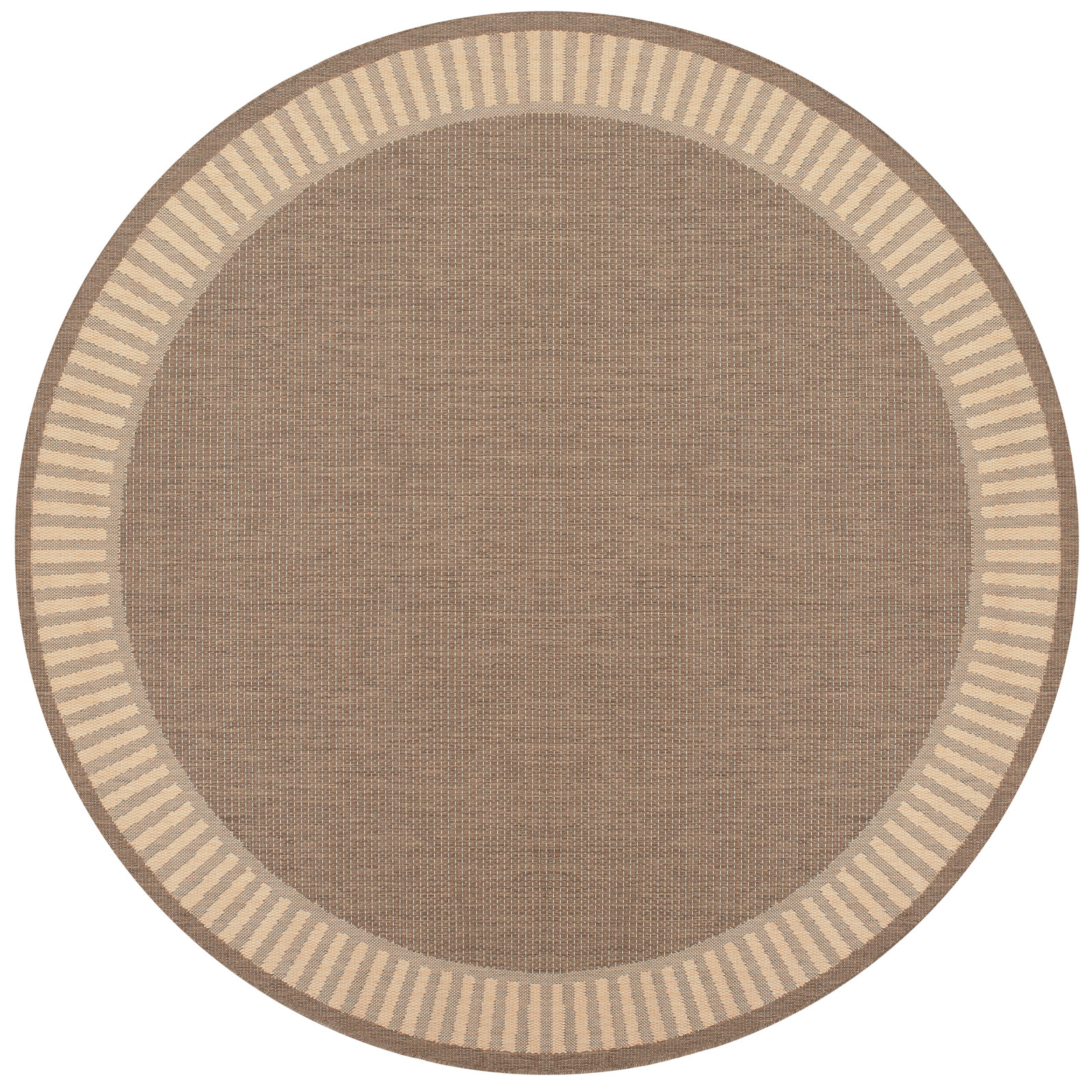 Sania Solid Black Cocoa Brown Flatwoven Indoor Outdoor Area Rug, Round 7'6", Brown / Black