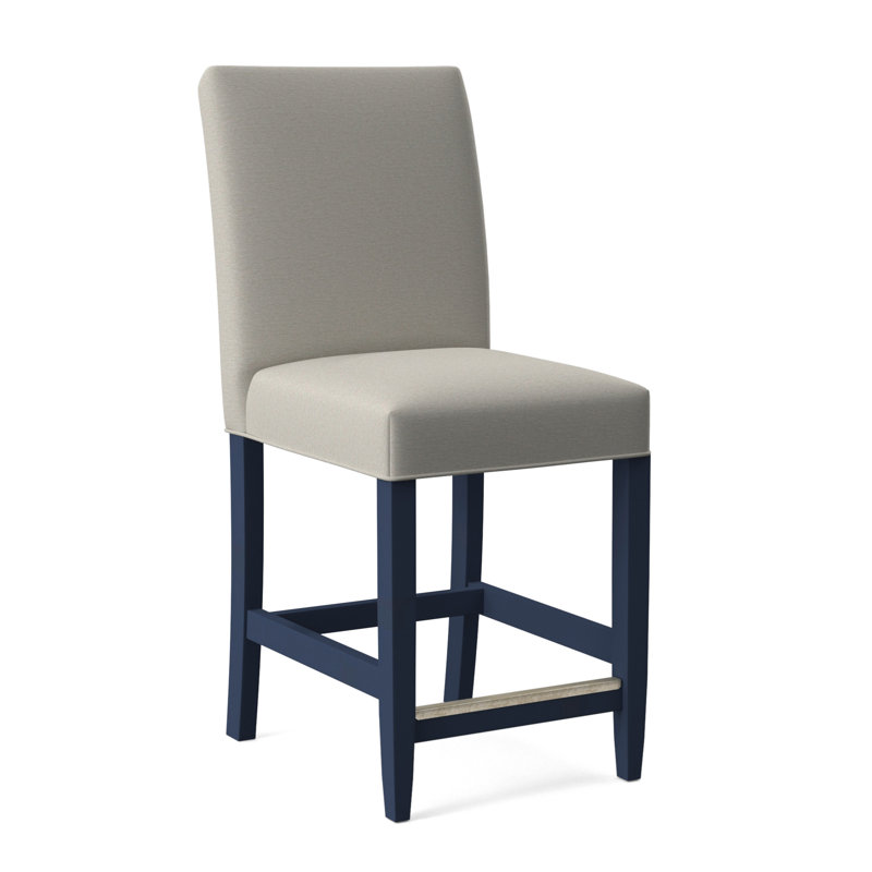 Manhattan Upholstered Stool with Solid Wood Frame, Black Finish, White Performance Fabric; 0851-94