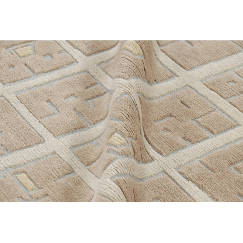 Art Deco Hand Knotted Wool Geometric Area Rug, Rectangle 8' x 10'
