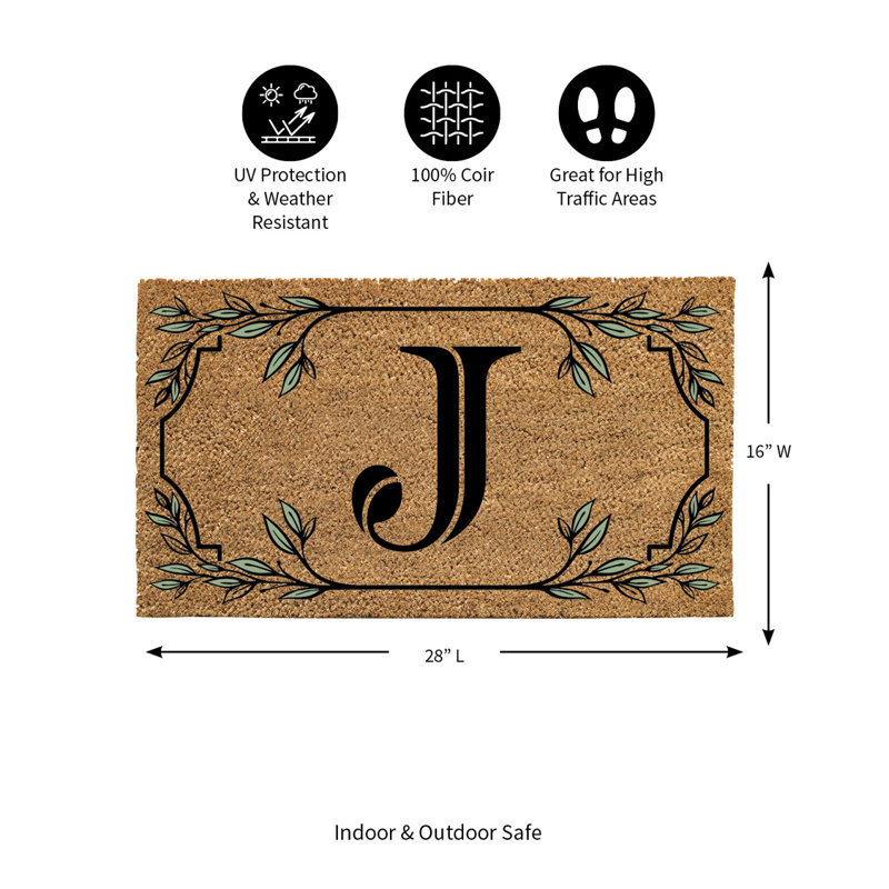 Tapis monogramme en fibre de coco, lettre «J»