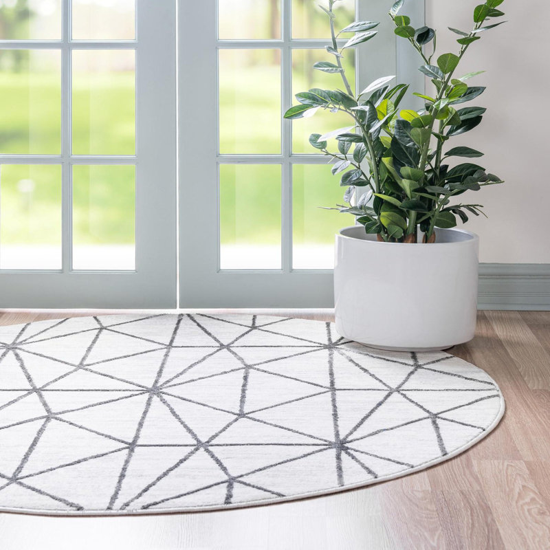 Nuangola Geometric Indoor Rug, Round 7'