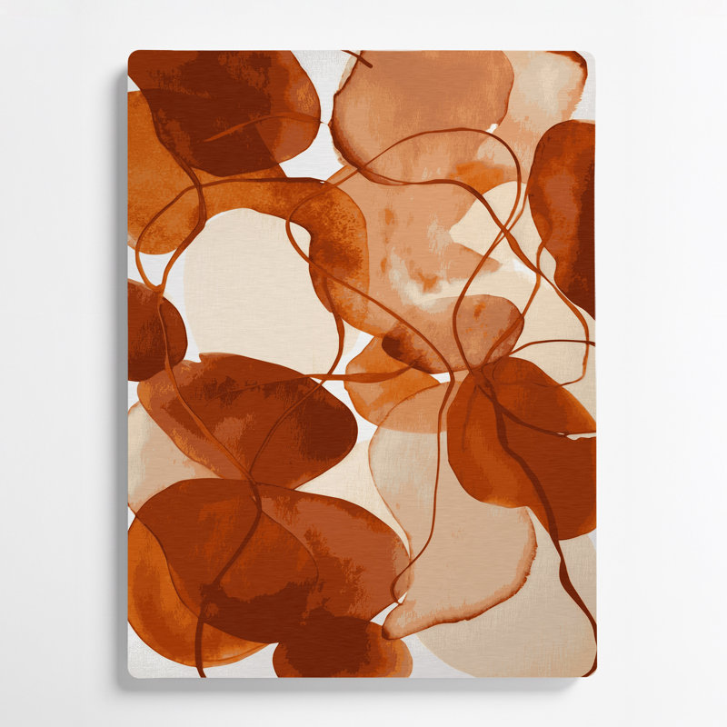 Abstrait aquarelle 52, art mural en métal brun, H 11 po x l 14 po
