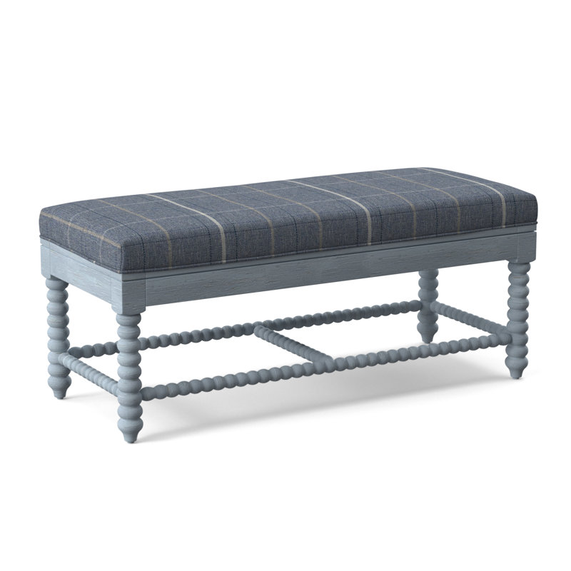 Louisa Bench, Lapis Plaid; 0126-63, Sea Glass Finish