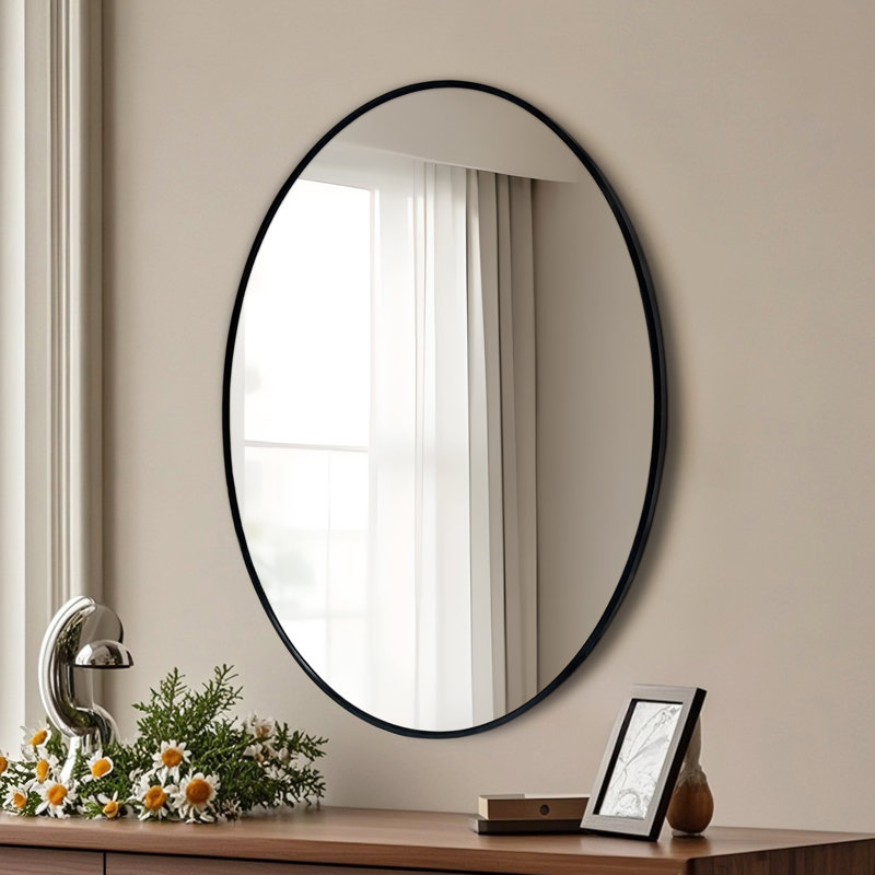 Oval Aluminum Frame Wall Mirror, 80cm x 60cm