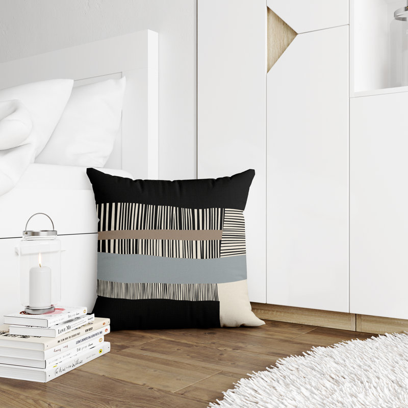 Jeté carré / extérieur en polyester Chamu, 16 po x 16 po, Gris