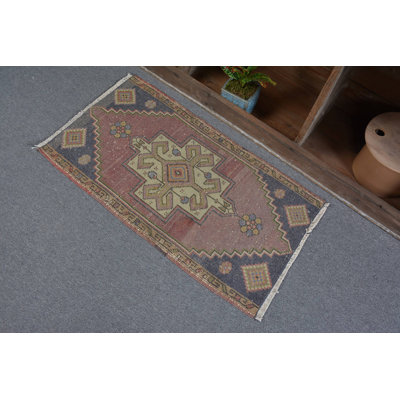 Green Kitchen Rug, Vintage Rug, Turkish Rug, Geometric Rugs, Home Decor Rug, 1.7x3.1 ft Small Rug