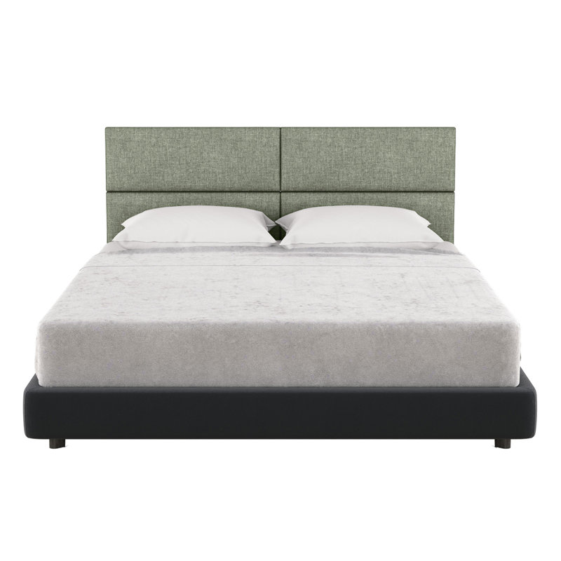 Panelist Modern Padded Headboard - Set of Wall Mounted Panels, Cypress Green Microvelvet, Queen (11.25"H x 30"W, Set of 4)
