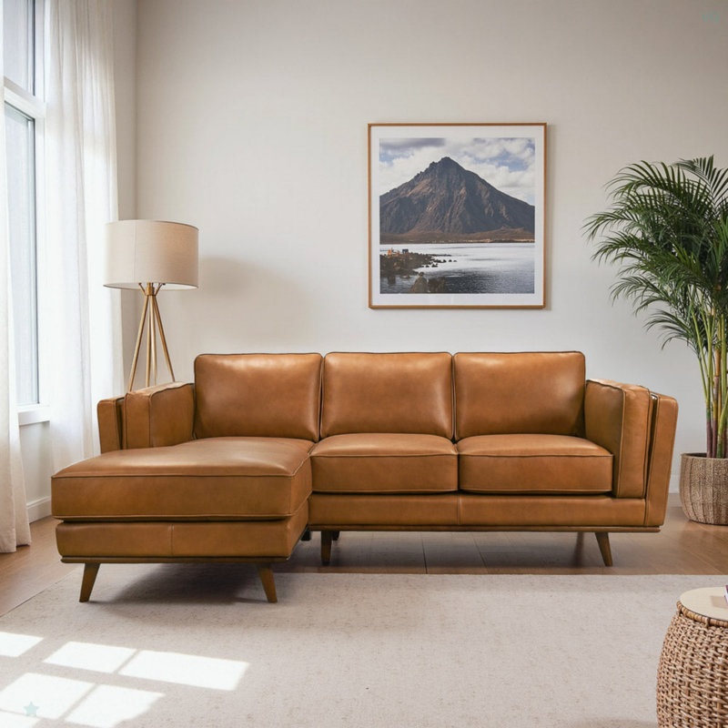 Canapé modulaire en cuir véritable Chase, Orienté à gauche (vu de face)
