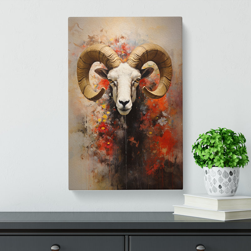 Ram Sheep Contemporary - Wrapped Canvas