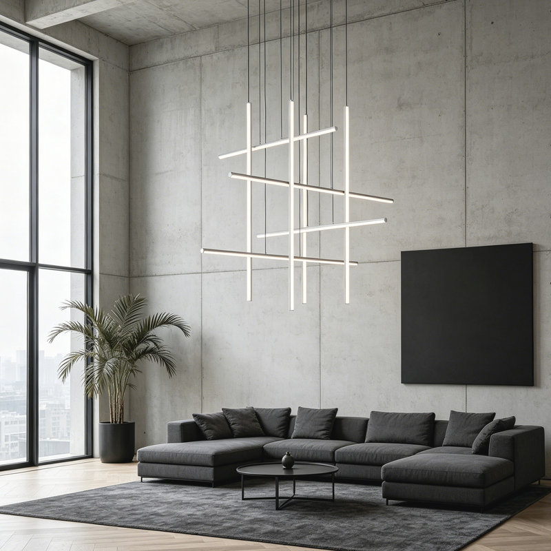 Luminaire suspendu suspendu moderne à 8 lumières pour plafonnier haut Jakie, Argent