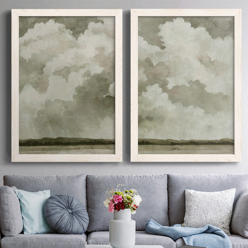 Toile encadrée Big Big Sky I-Premium - prête à être accrochée, H 27,5 po x l 75 po x P 1,5 po, Blanc