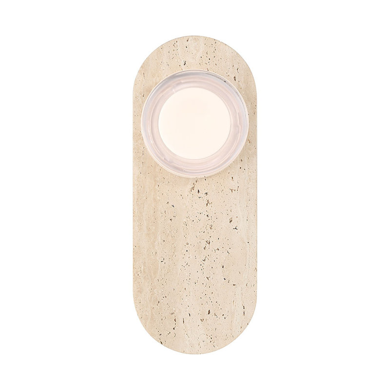 Outdoor, 15", Travertine, Clear Smooth Glass, Clear Smooth Glass