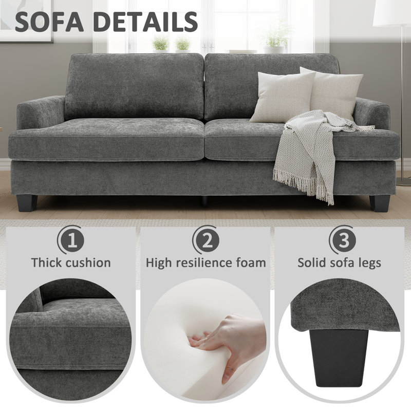 Lindsay Recessed Arm Upholstered Sofa, Gray