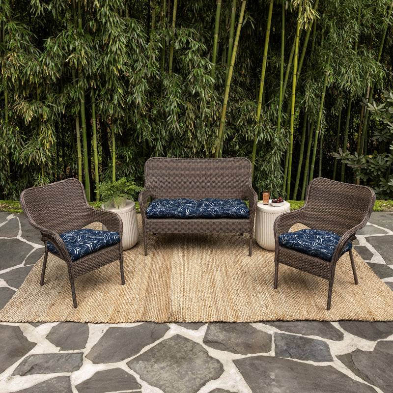 ARDEN Outdoor Seat Cushion, Blue Polyviscose