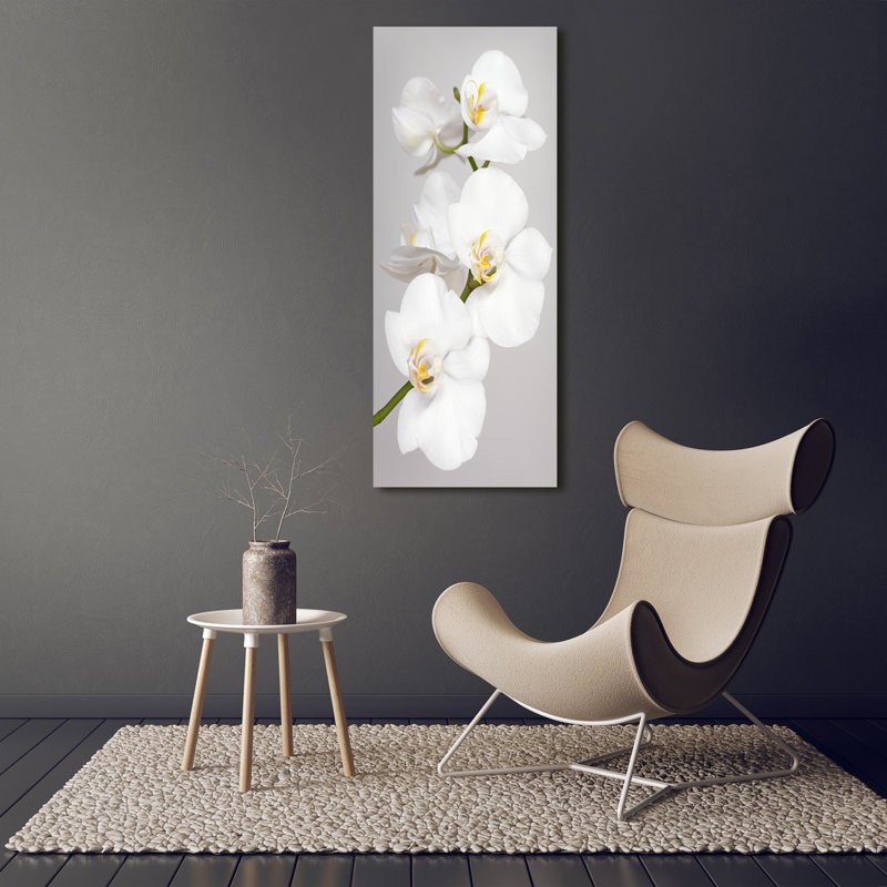 White Orchid 1 Piece Wrapped Canvas Wall Art