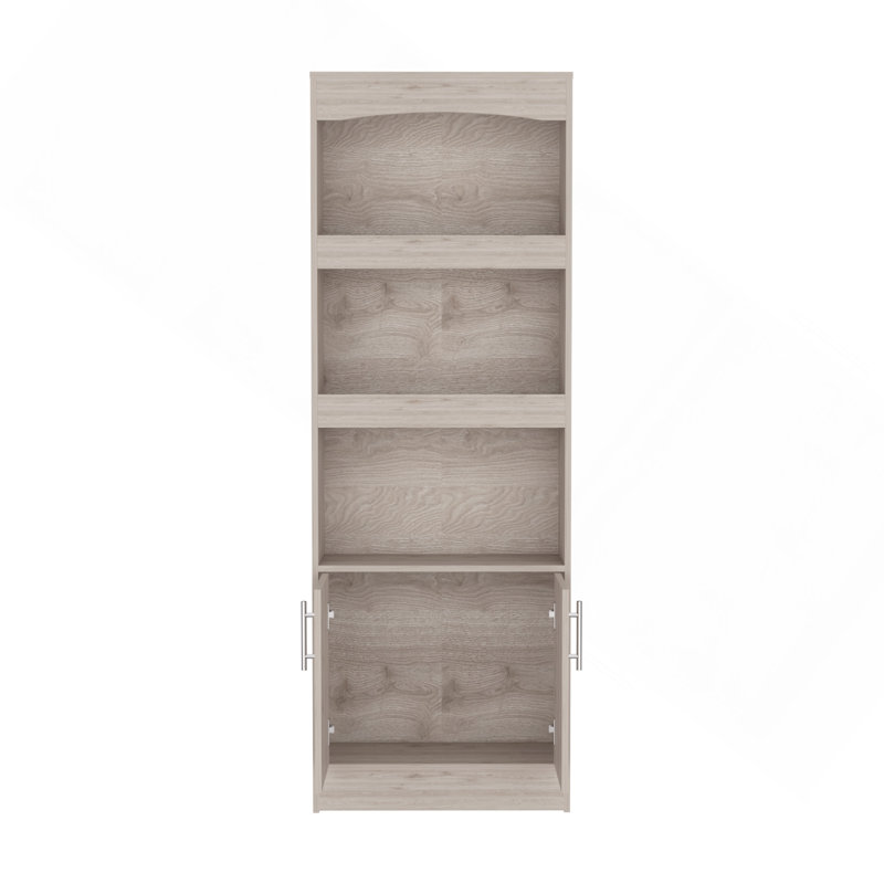 2 Piece Office Set, Dozza Bookcase + Aramis Desk, Light Gray