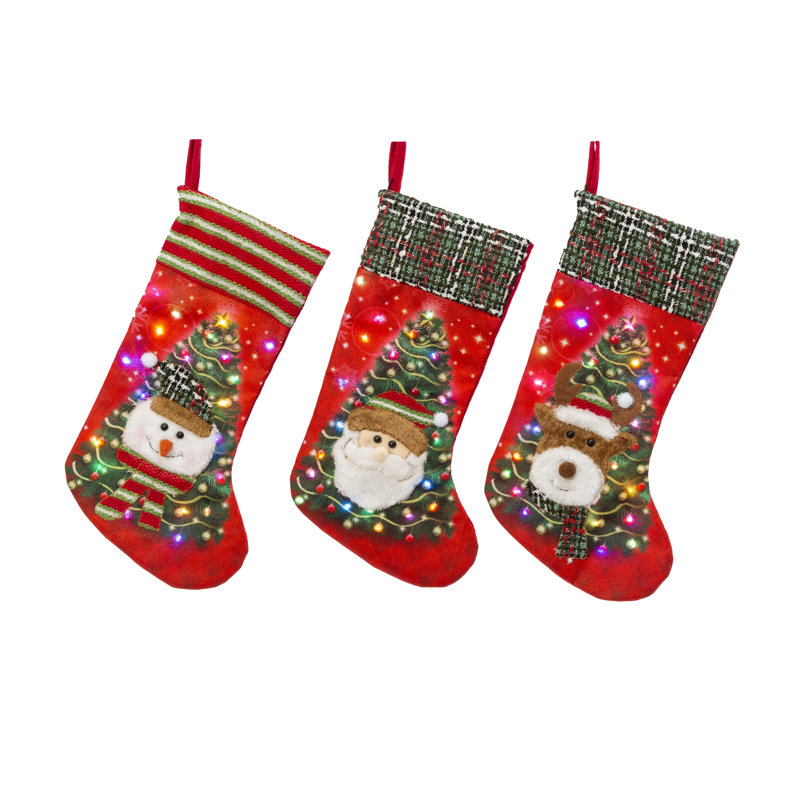 Ensemble de 3 chaussettes de Noël illuminées