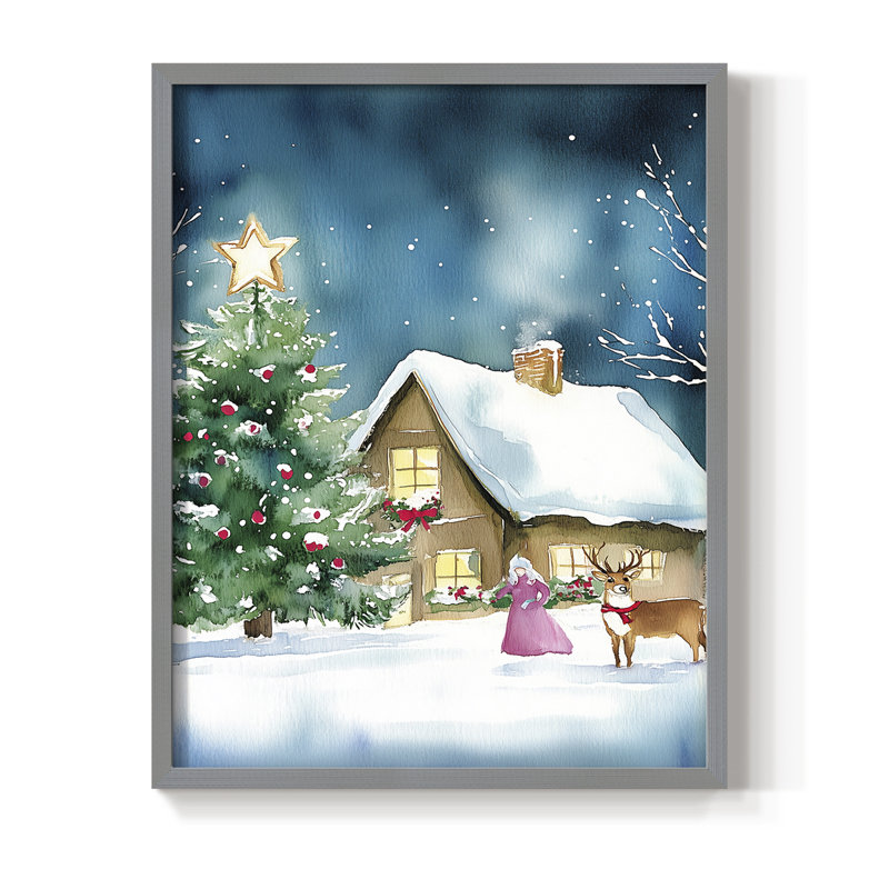 «Christmas Holiday Art» DCCLxx, reproduction d'art encadrée - bois massif, Gris, H 15 po x l 12 po