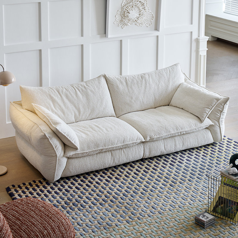 Coussin de canapé modulaire en velours blanc, H 31,5 po x l 90,55 po x P 41,34 po