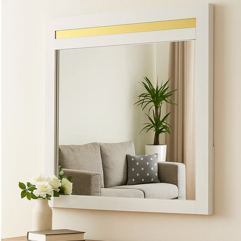 Miroir pour commode Yoki, Blanc / Doré