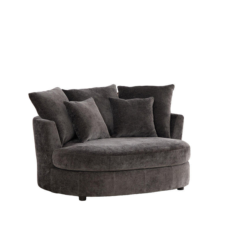 Oversized Chenille Accent Chair Barrel Lounge Chair with Spring Cushion Support, Upholstered Wide Seat Chair, 500 lb Weight Capacity