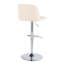 Tabouret de bar contemporain réglable en chrome avec repose-pieds arrondi en T et similicuir crème - ensemble de 2-944294218
