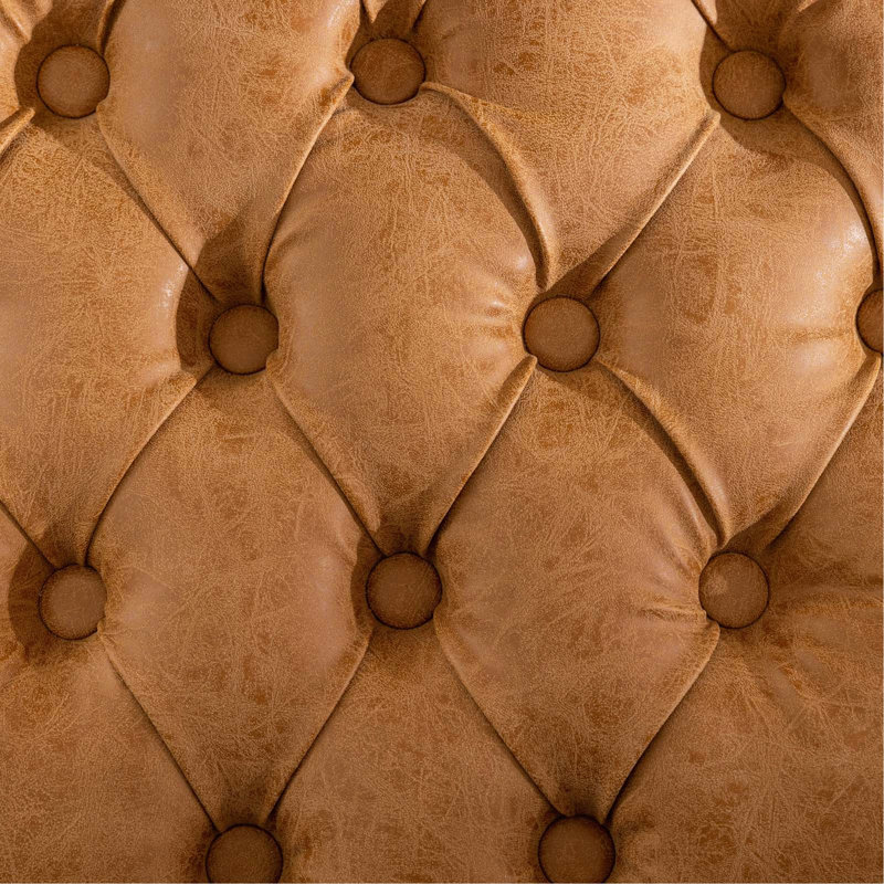 Chaise de salle à manger en similicuir à boucle faite à la main avec mousse à densité et garniture cloutée, ressort intérieur en acier, ensemble de 2