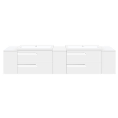 96'' Double Bathroom Vanity with Resin Top