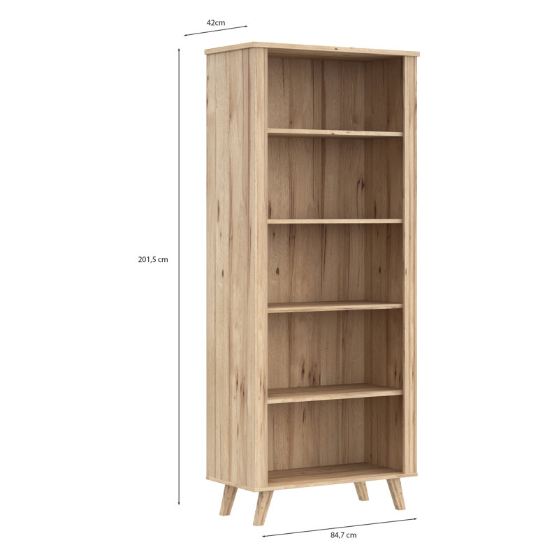 Vankka 201.5cm H Standard Bookcase, 201.5cm H x 84.7cm x 42cm D.