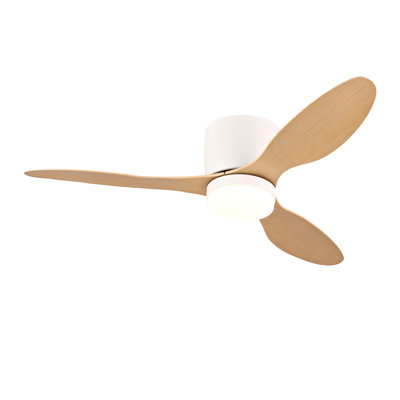 42 Inch Ceiling Fan with Light, Ultra-Slim Flush Mount Ceiling Fan with Remote Control, Quiet DC Motor, 3 ABS Blades, 6-Speed, Reversible, Ideal for Low Ceilings, Indoor/Outdoor Use