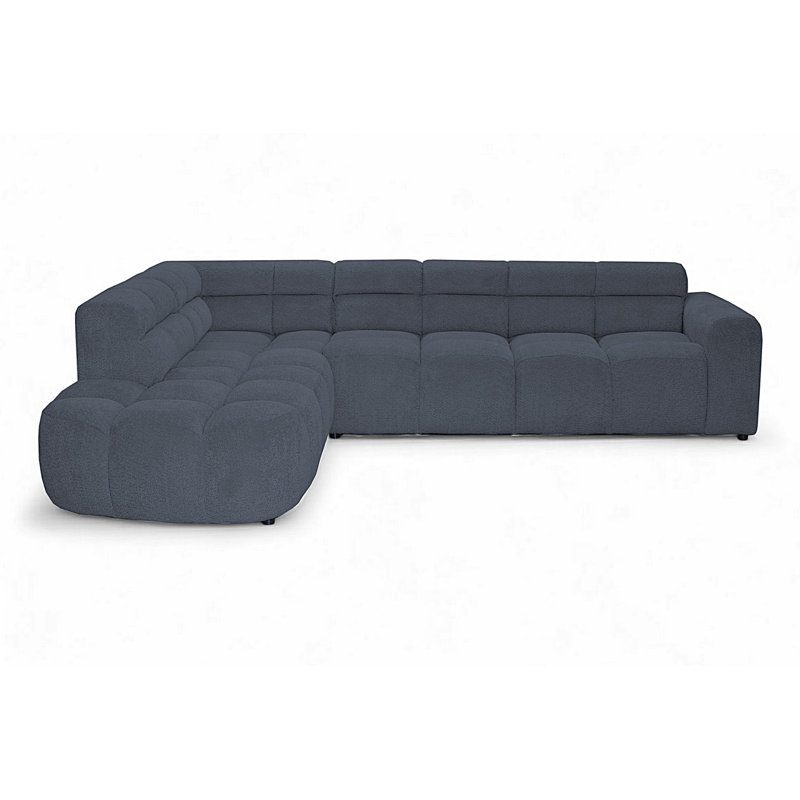 5 Seater Corner Sectional, Left Hand Facing, Light Navy