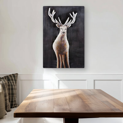 Lonely deer - White Office Metal Print for Home Decor